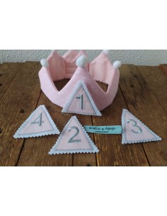 CORONA DE CUMPLEAÑOS rosa topitos 2