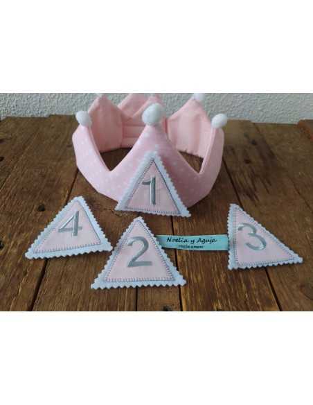 CORONA DE CUMPLEAÑOS rosa topitos