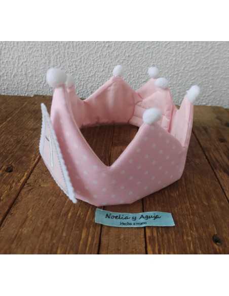 CORONA DE CUMPLEAÑOS rosa topitos