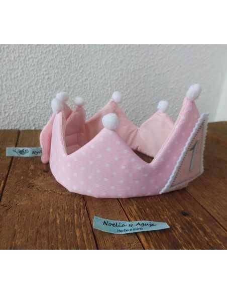 CORONA DE CUMPLEAÑOS rosa topitos